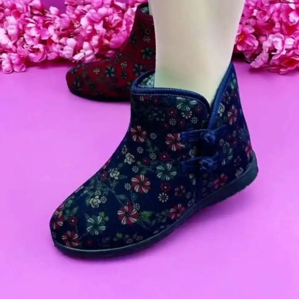 2026 New Style Old Beijing Cotton Shoes, Winter Fleece-Lined and Thickened Mom Shoes, Soft-Soled Non-Slip Elderly Shoes, Warm Women's Cotton Shoes