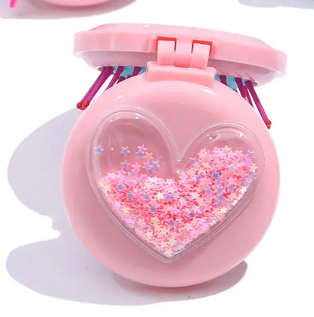 Cute Patch Comb Air Cushion Makeup Mirror Pink