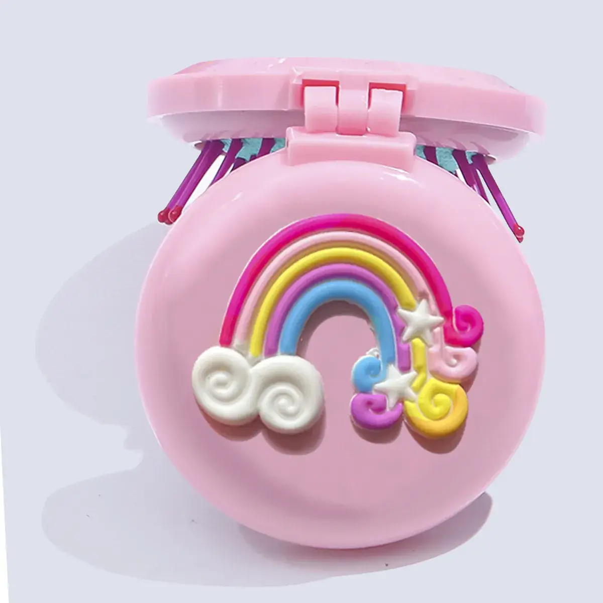 Cute Patch Comb Air Cushion Makeup Mirror Pink