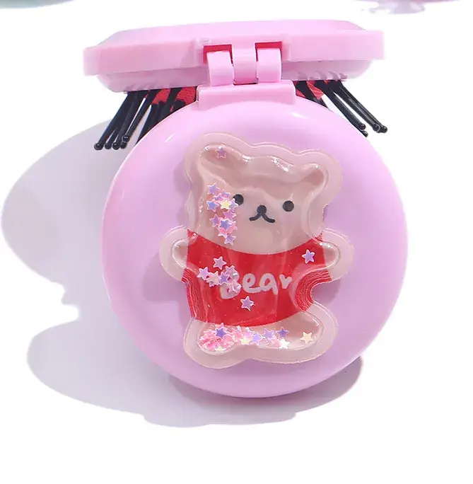 Cute Patch Comb Air Cushion Makeup Mirror Pink