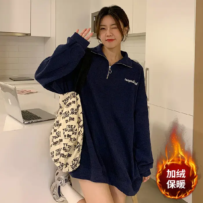 Oversize Fleece Polo Collar Sweater for Women