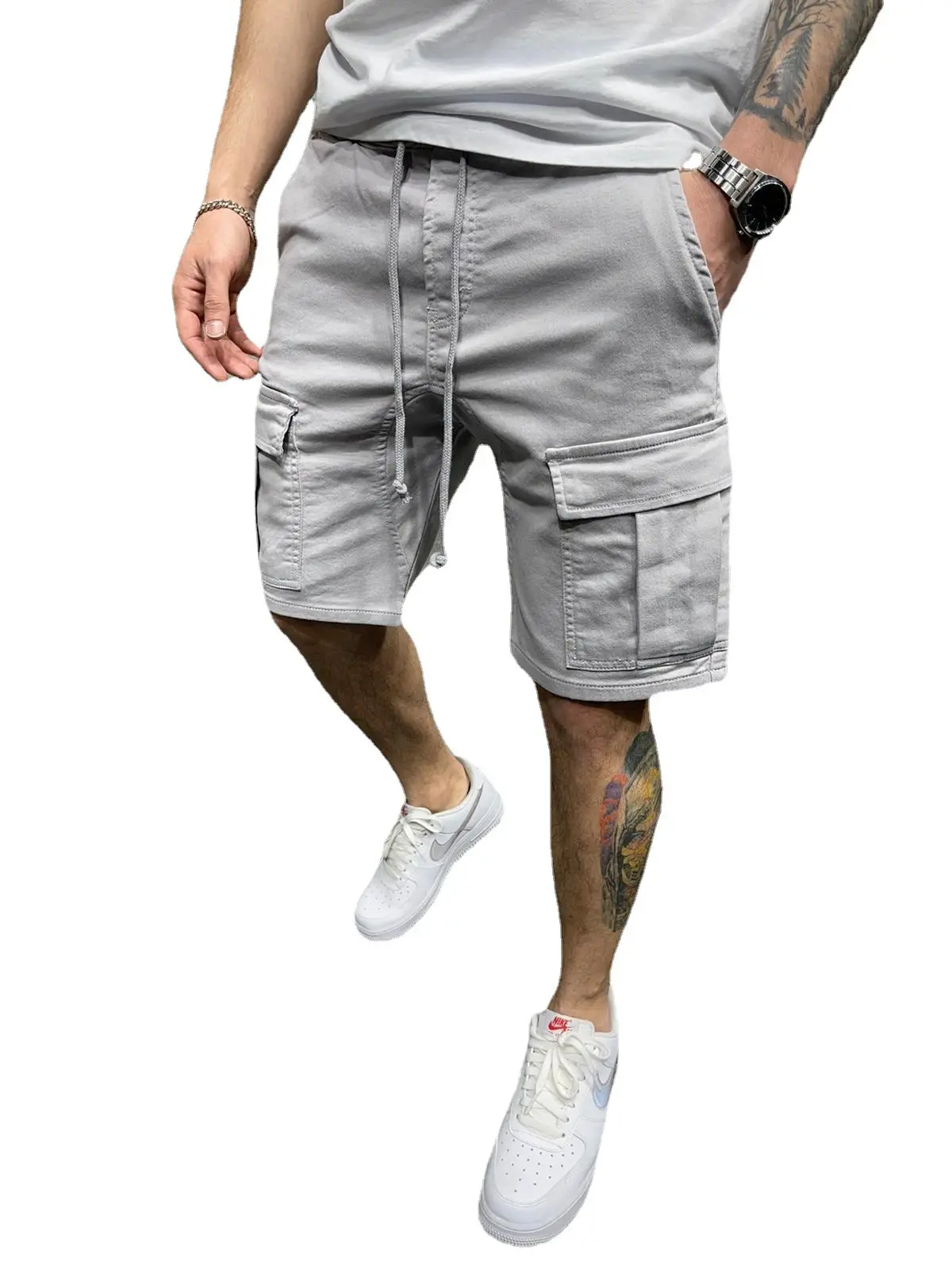Men's Tan Multi-Pocket Work Shorts 2022 - Image 9