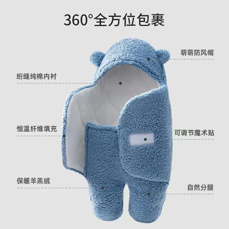 Anti-Kick Baby Sleeping Bag Blue Cotton Winter Warm - Image 27