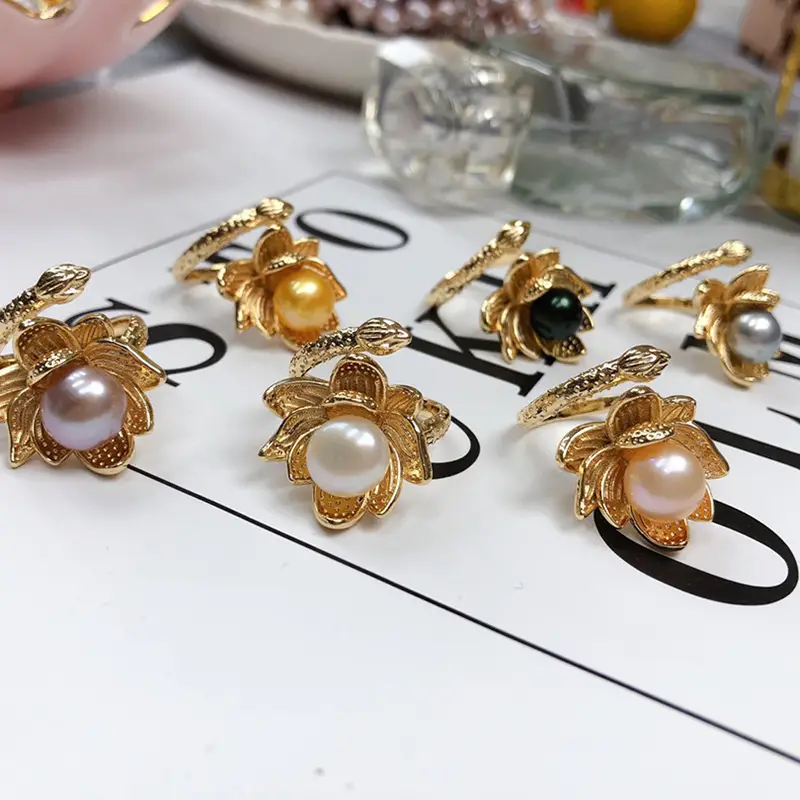 Freshwater Pearl Rings for Women Gold Plated