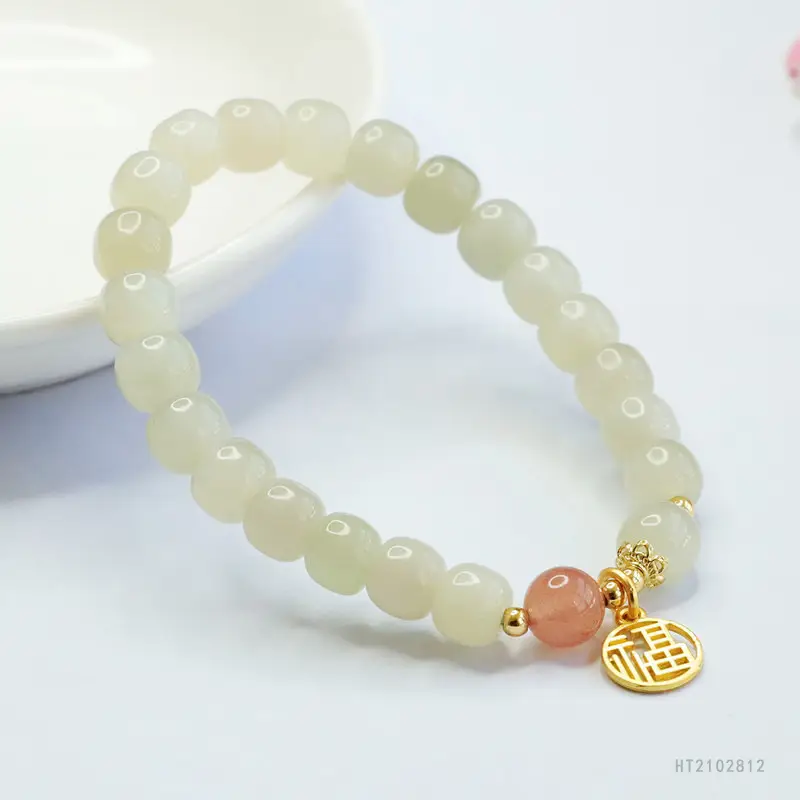 Guan Yu Jade Bracelet with Salt Pearl Pendant - Image 4