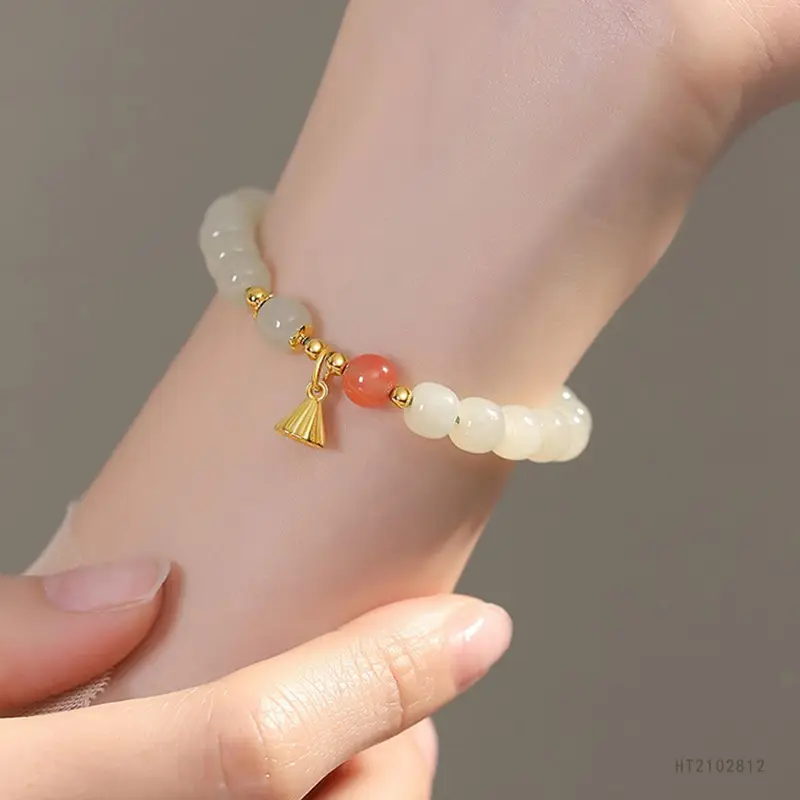 Guan Yu Jade Bracelet with Salt Pearl Pendant - Image 2