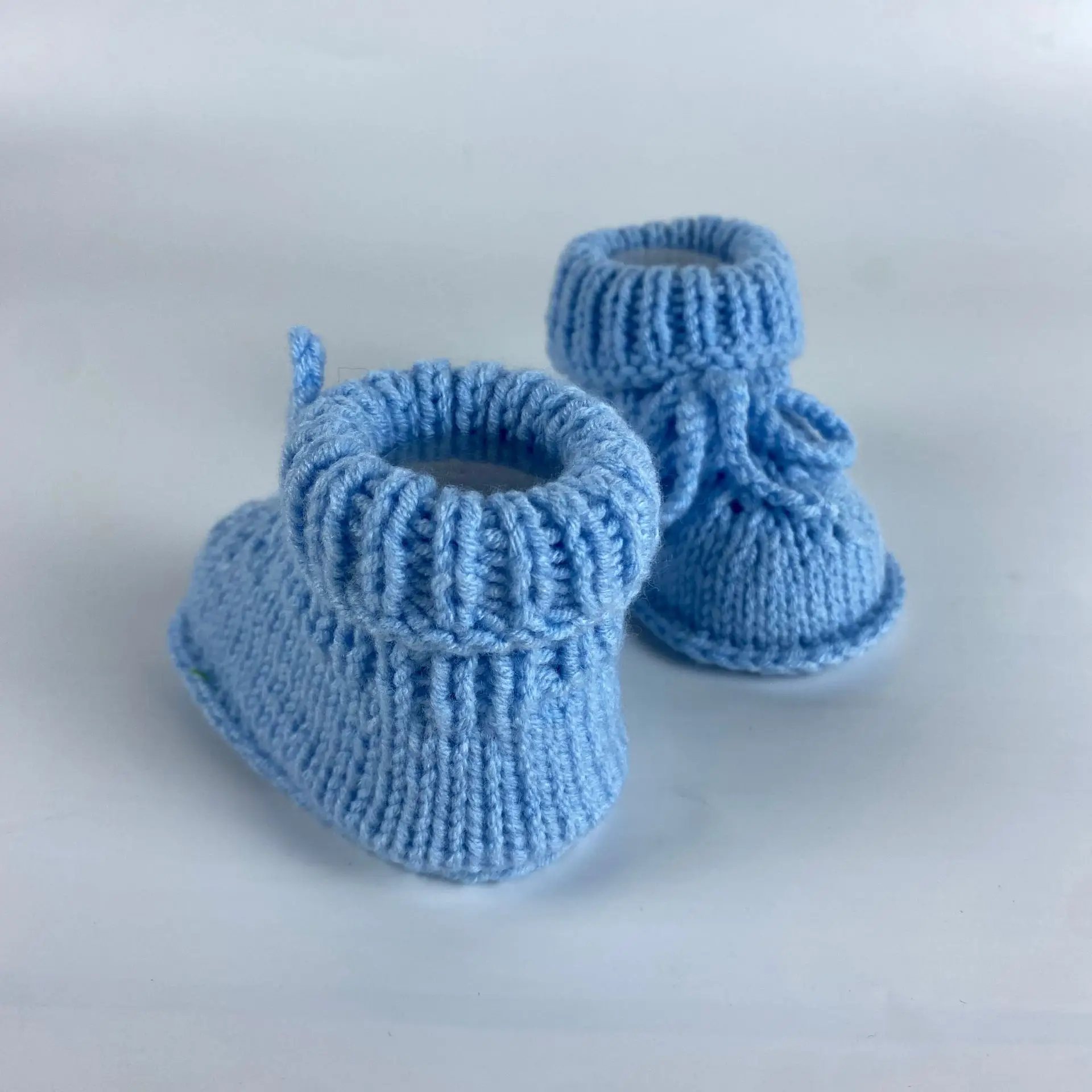 Blue Hand-Knitted Woolen Baby Shoes for Newborns - Image 3
