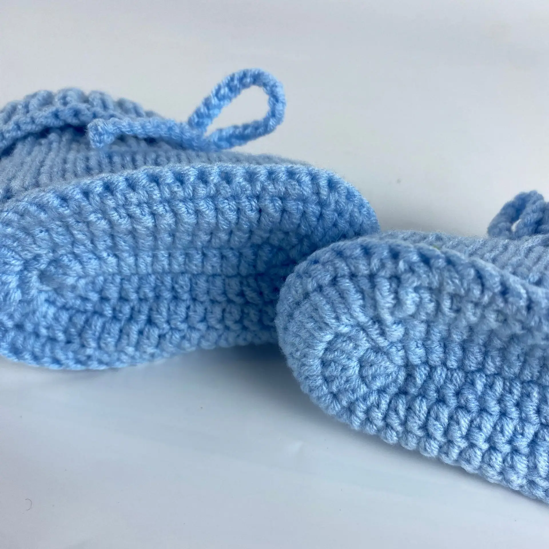 Blue Hand-Knitted Woolen Baby Shoes for Newborns - Image 4