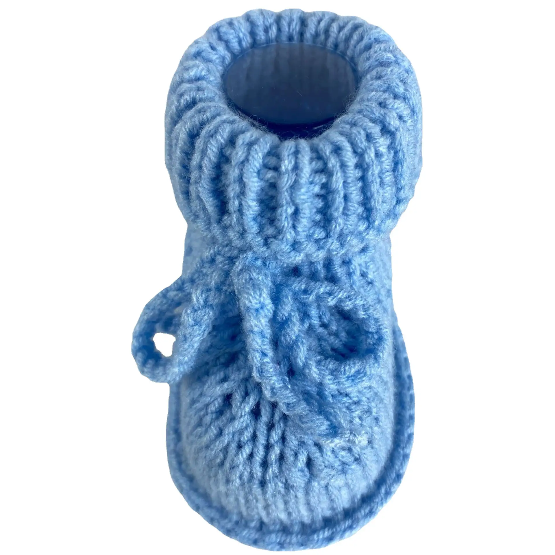 Blue Hand-Knitted Woolen Baby Shoes for Newborns - Image 5