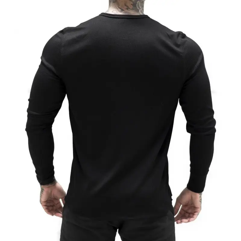 Men Black Long Sleeve V-Neck T-Shirt XXXL