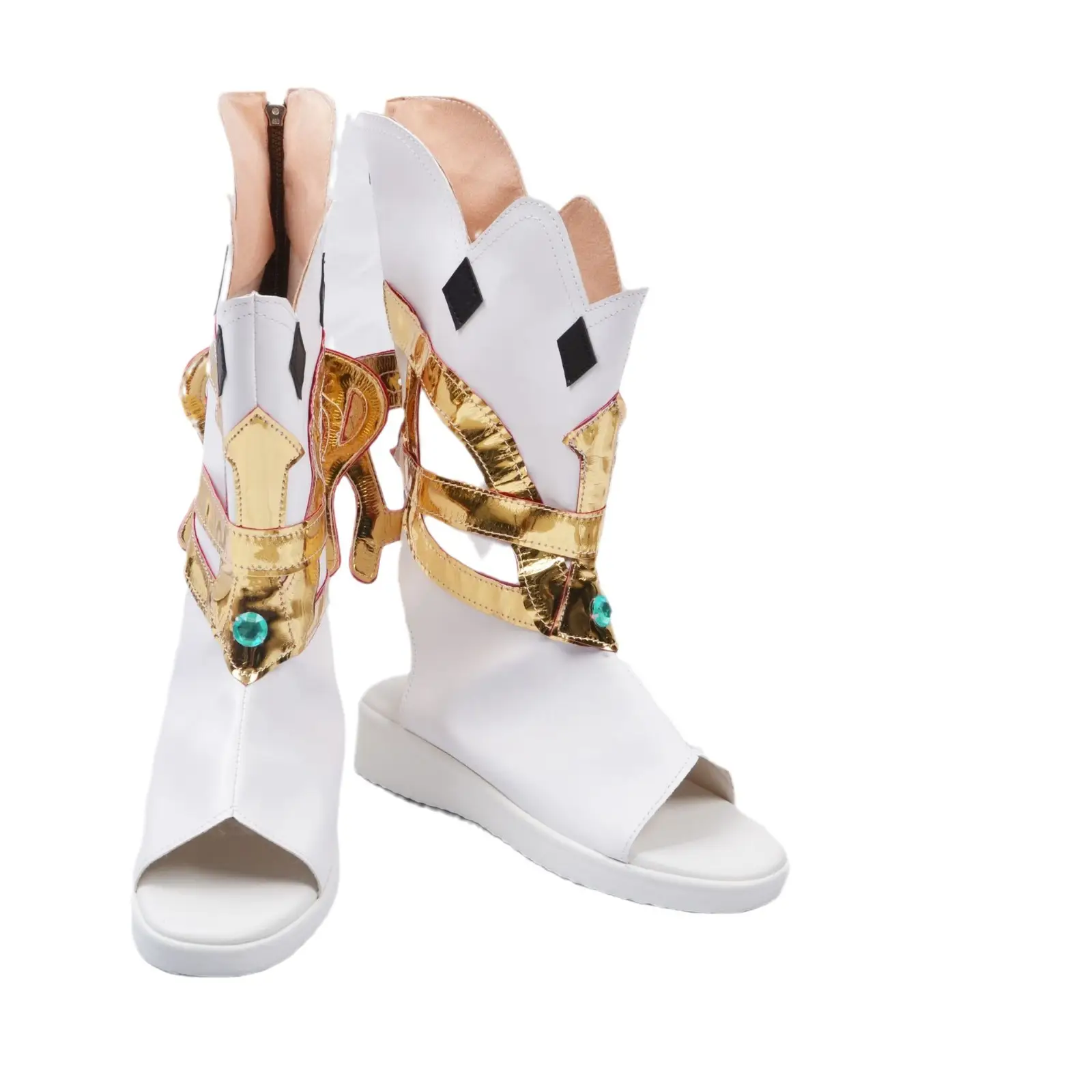Black Pom Pom Heel Sandals with Gold Strap