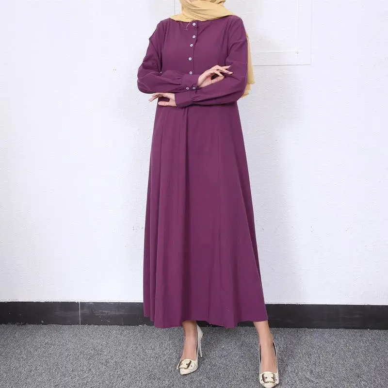 2022 Muslim Women's Cardigan Round Neck Swing Dress Large - Image 7