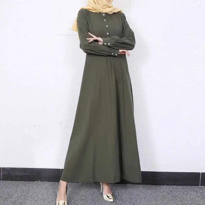 2022 Muslim Women's Cardigan Round Neck Swing Dress Large - Image 8