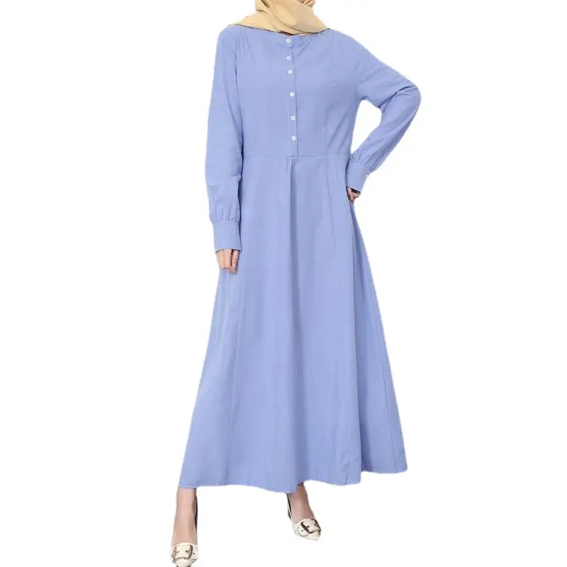 2022 Muslim Women's Cardigan Round Neck Swing Dress Large - Image 10