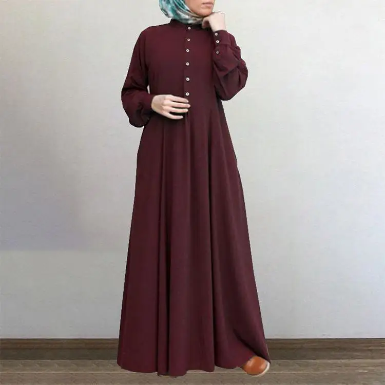 2022 Muslim Women's Cardigan Round Neck Swing Dress Large — feature 10