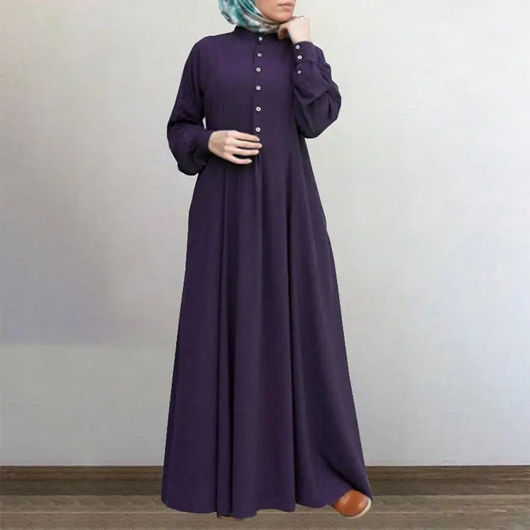 2022 Muslim Women's Cardigan Round Neck Swing Dress Large — feature 11