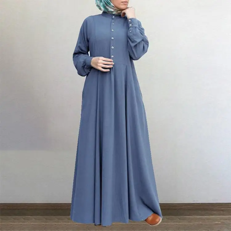 2022 Muslim Women's Cardigan Round Neck Swing Dress Large — feature 13
