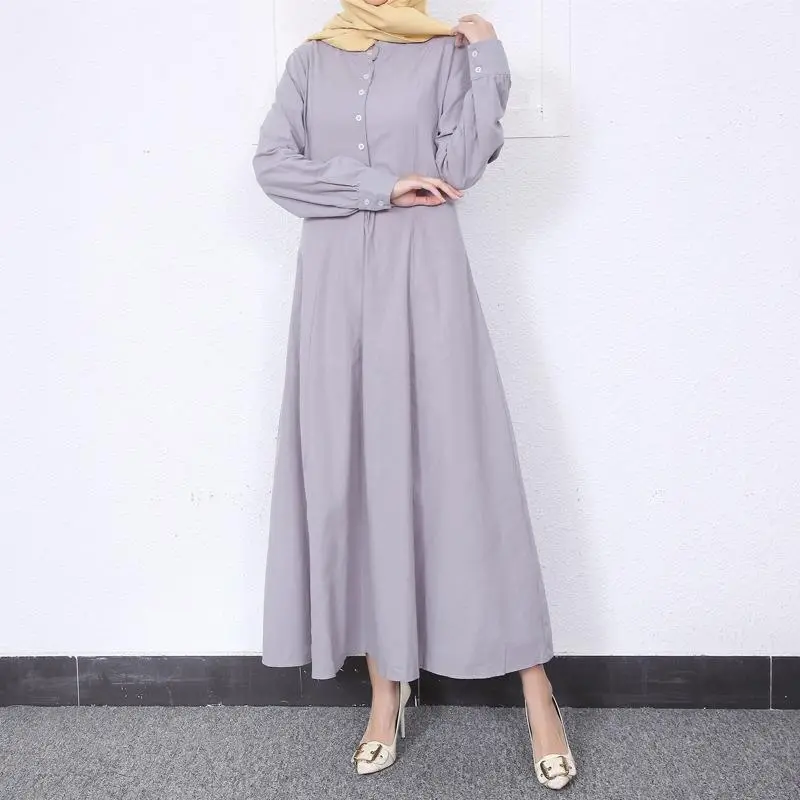 2022 Muslim Women's Cardigan Round Neck Swing Dress Large — feature 5