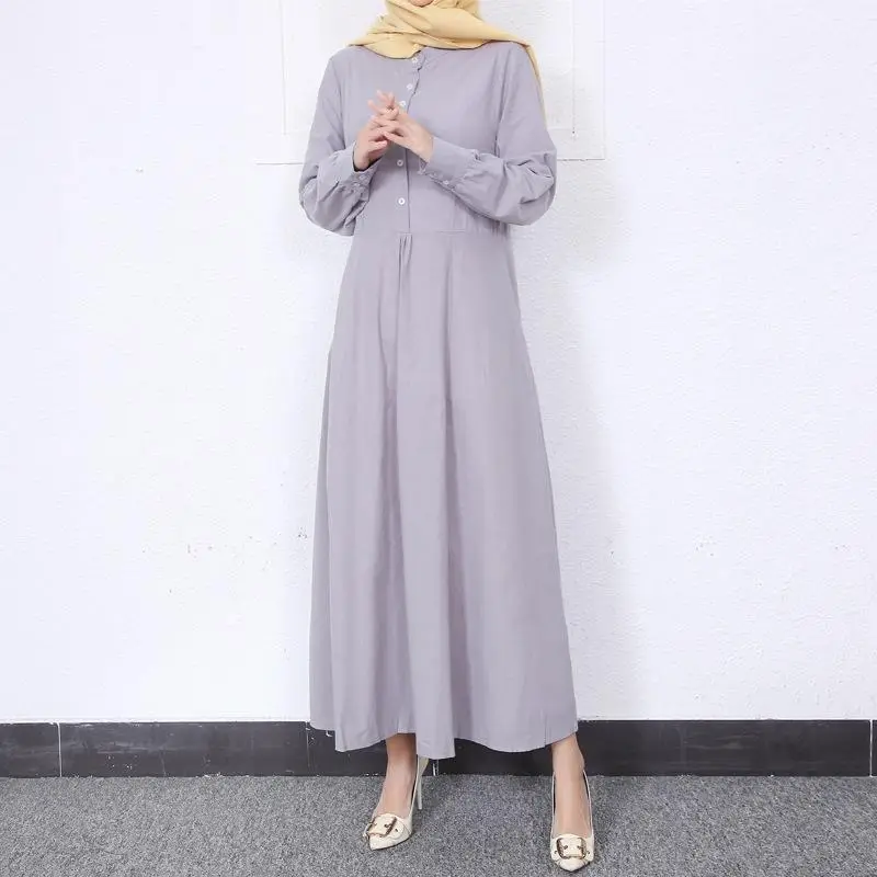 2022 Muslim Women's Cardigan Round Neck Swing Dress Large — feature 6