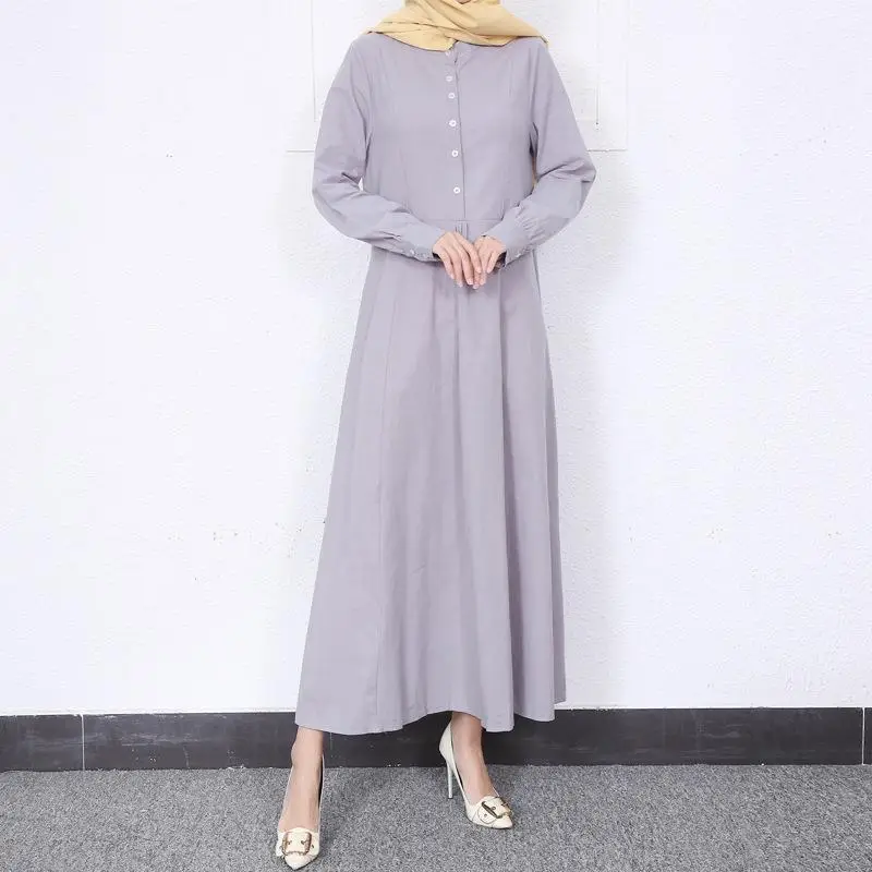 2022 Muslim Women's Cardigan Round Neck Swing Dress Large — feature 7