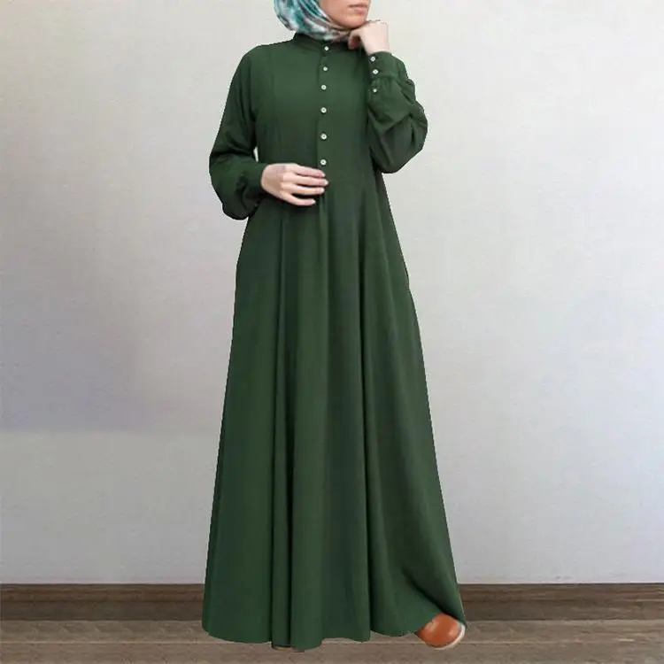 2022 Muslim Women's Cardigan Round Neck Swing Dress Large - Image 4