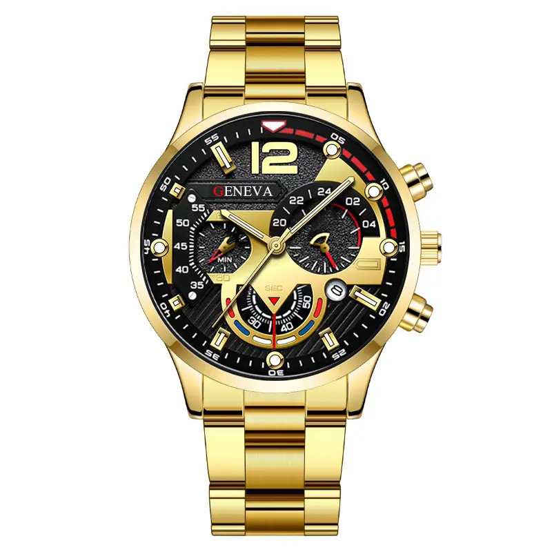 Men's Gold Chronograph Watch with 3-Eye Display - Image 14