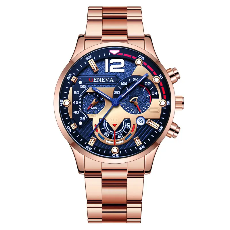 Men's Gold Chronograph Watch with 3-Eye Display - Image 10