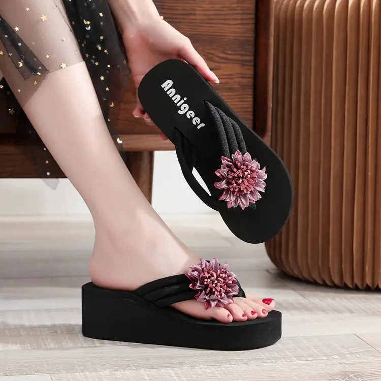 Women Floral White Platform Slippers Summer Casual - Image 4