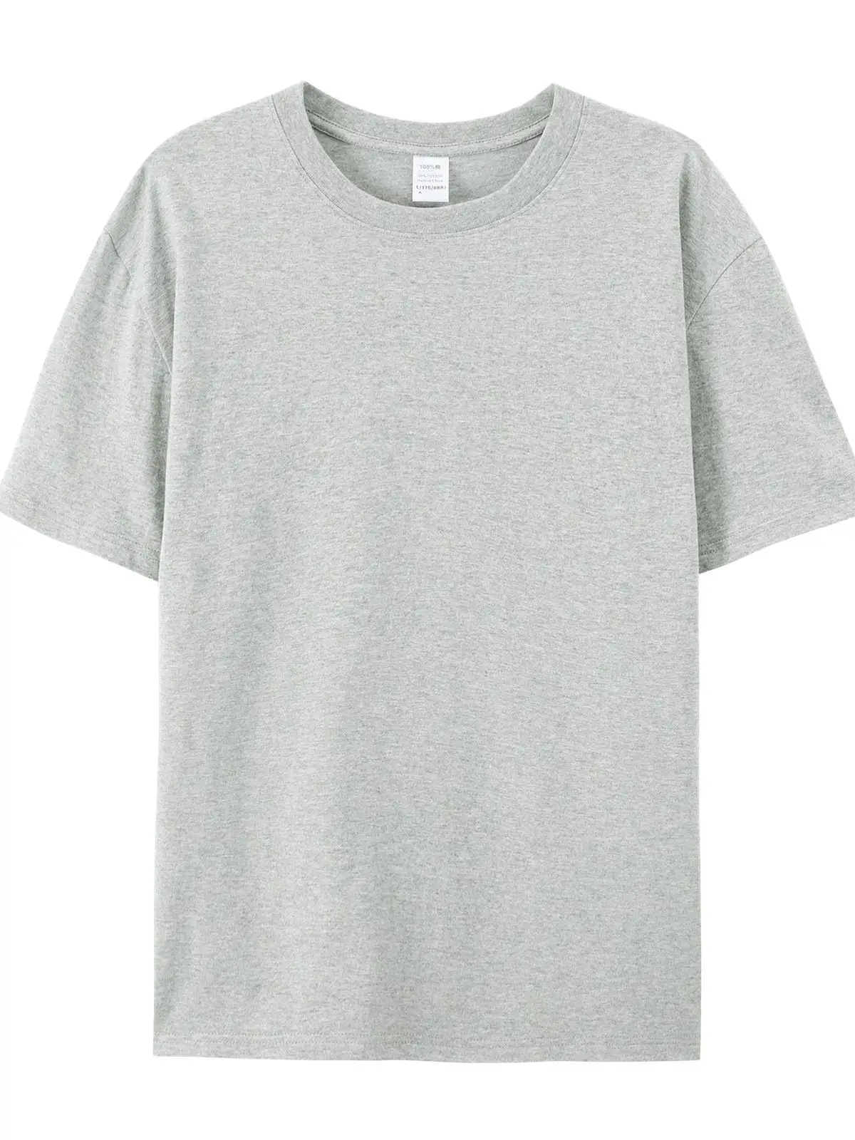 Pure Cotton T-Shirt Gray Round Neck Short Sleeve
