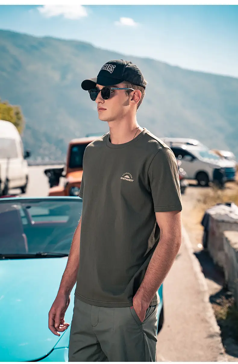 Pure Cotton T-Shirt Gray Round Neck Short Sleeve — feature 20