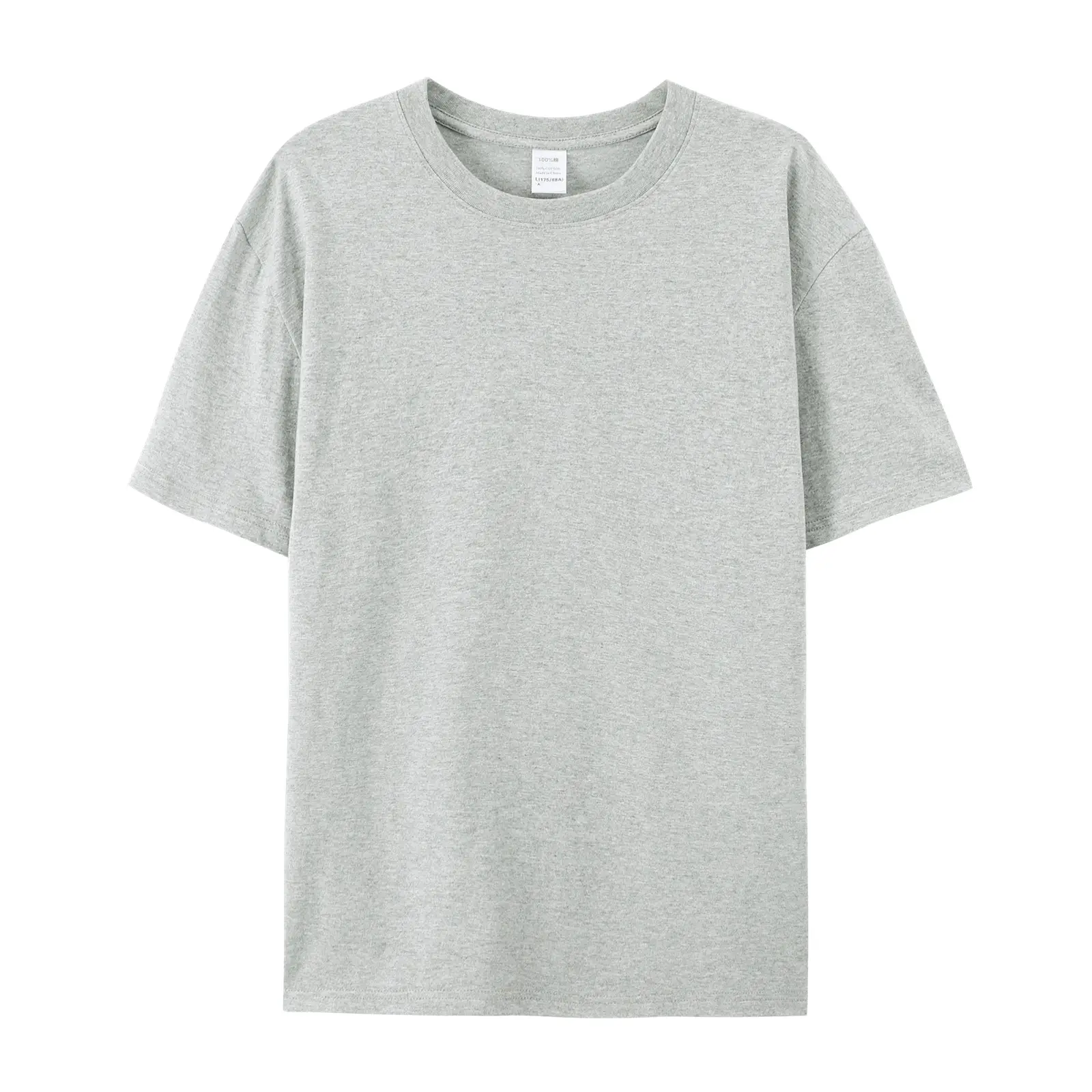 Pure Cotton T-Shirt Gray Round Neck Short Sleeve