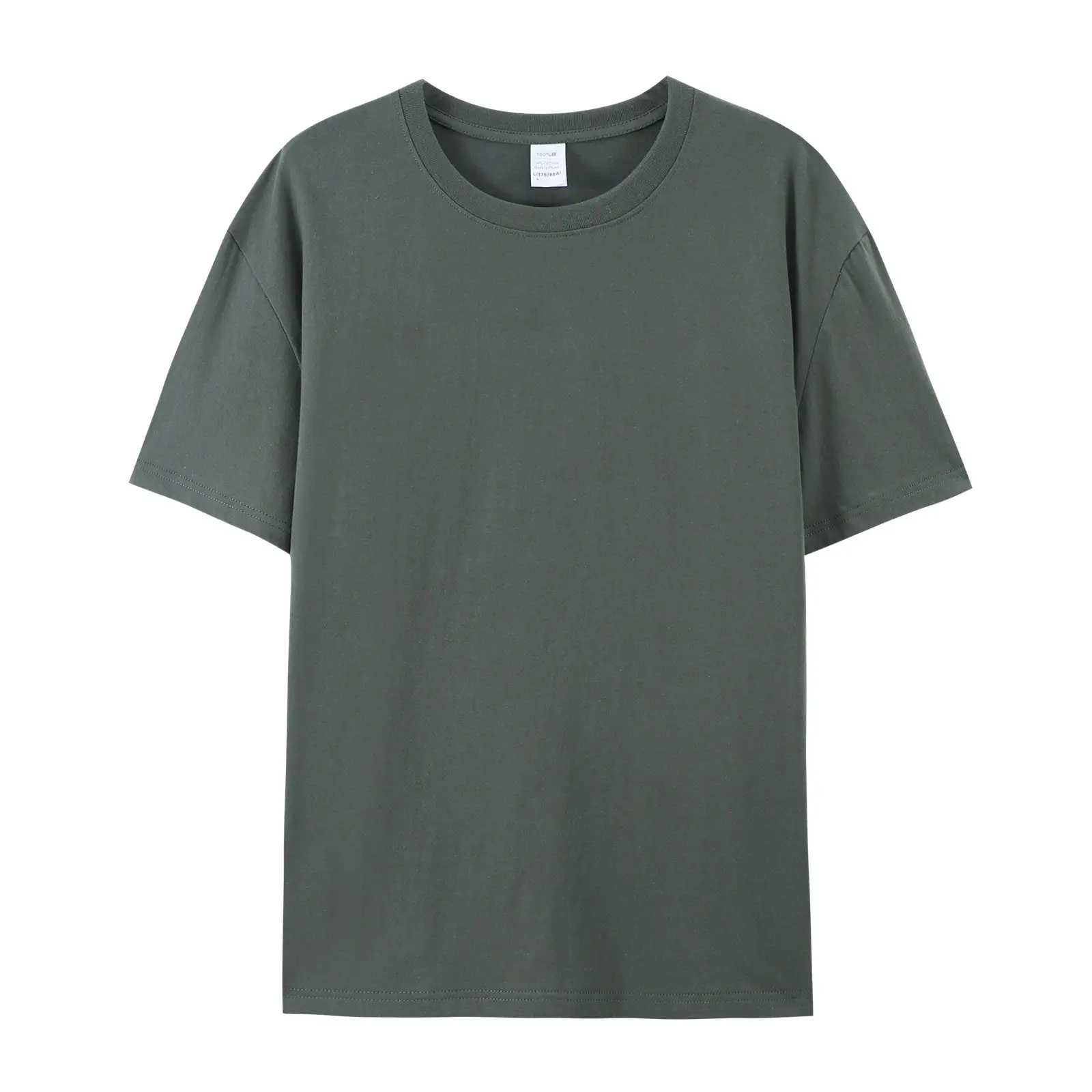 Pure Cotton T-Shirt Gray Round Neck Short Sleeve