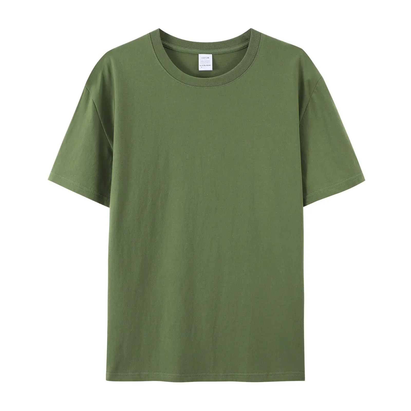 Pure Cotton T-Shirt Gray Round Neck Short Sleeve