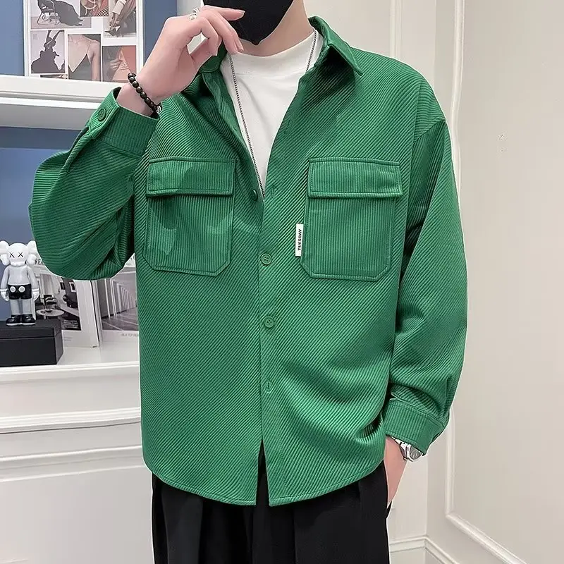 Men's Black Plaid Lapel Shirt Jacket Autumn 2022 — feature 14