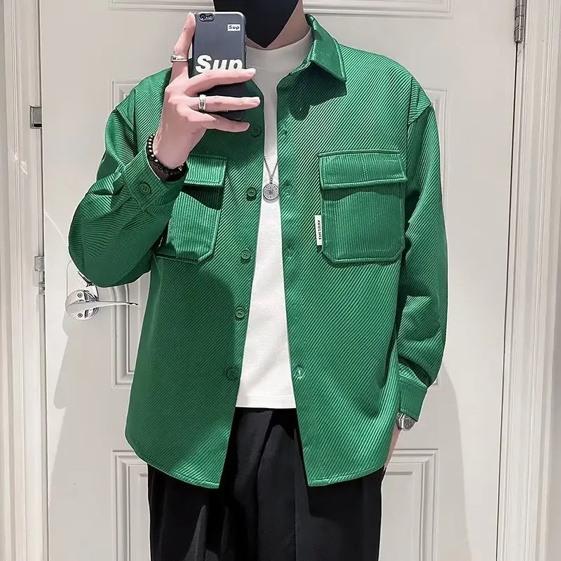 Men's Black Plaid Lapel Shirt Jacket Autumn 2022 — feature 20