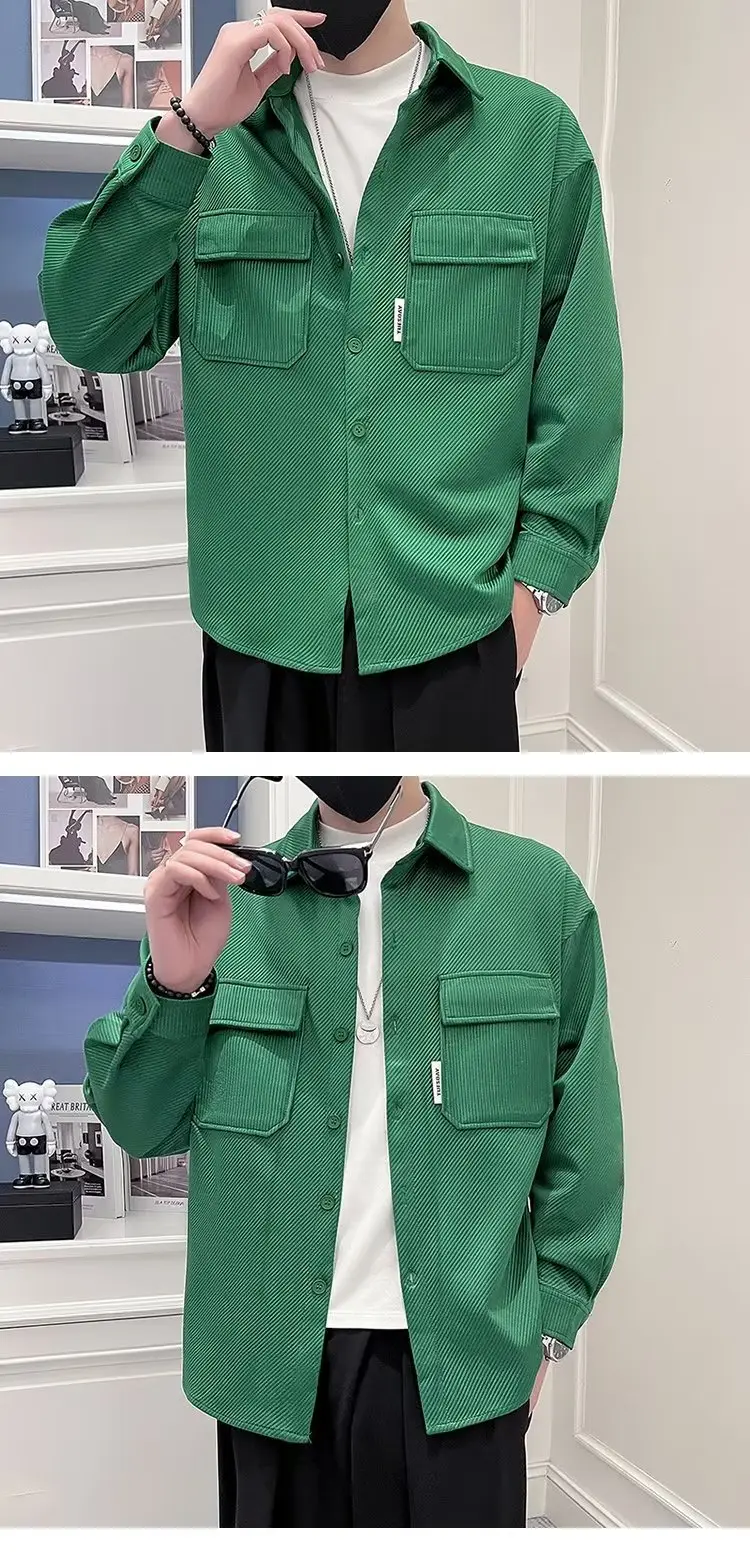Men's Black Plaid Lapel Shirt Jacket Autumn 2022 — feature 6