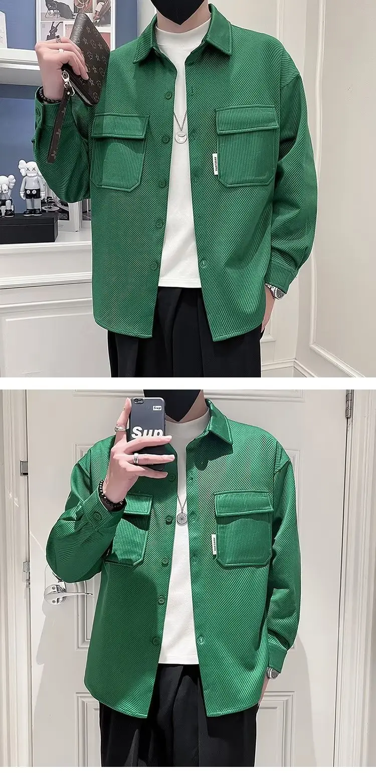 Men's Black Plaid Lapel Shirt Jacket Autumn 2022 — feature 7