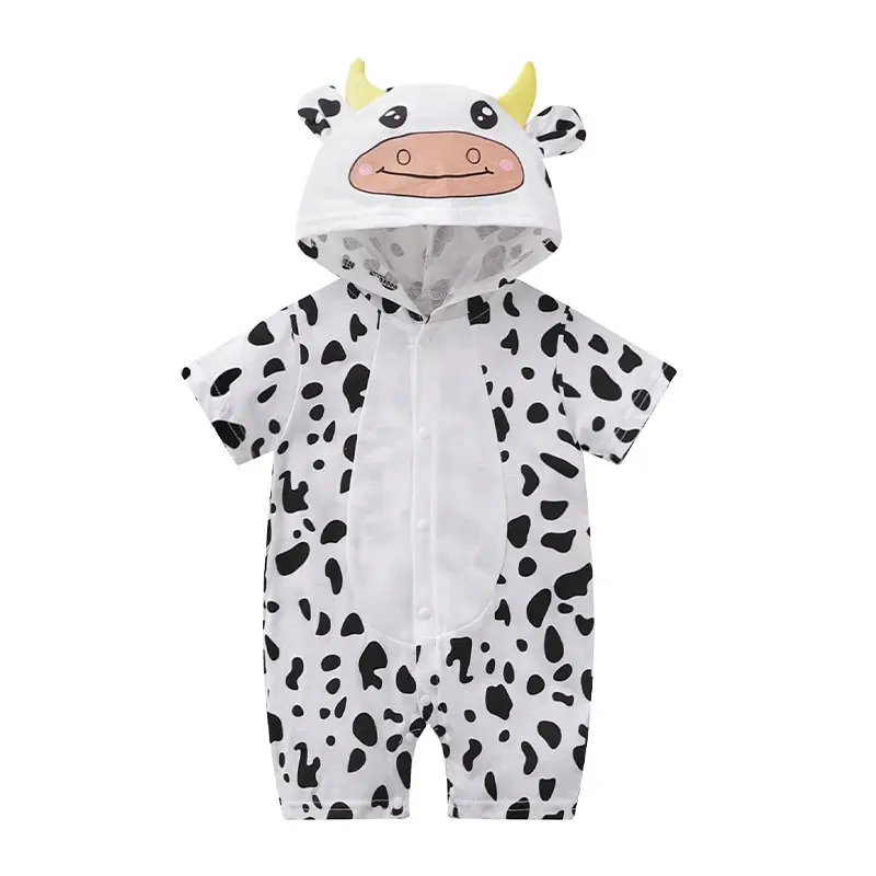 Baby Cow Print Romper Suit Spring Autumn Cute Jumpsuit - Image 3