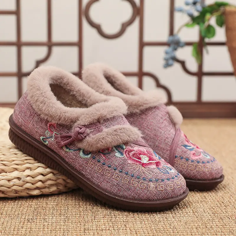 Winter New Old Beijing Cloth Shoes fleece-lined Thickened Mother Shoes Slip-on Women's Cotton Shoes Non-slip Warm Cotton Shoes for the Elderly