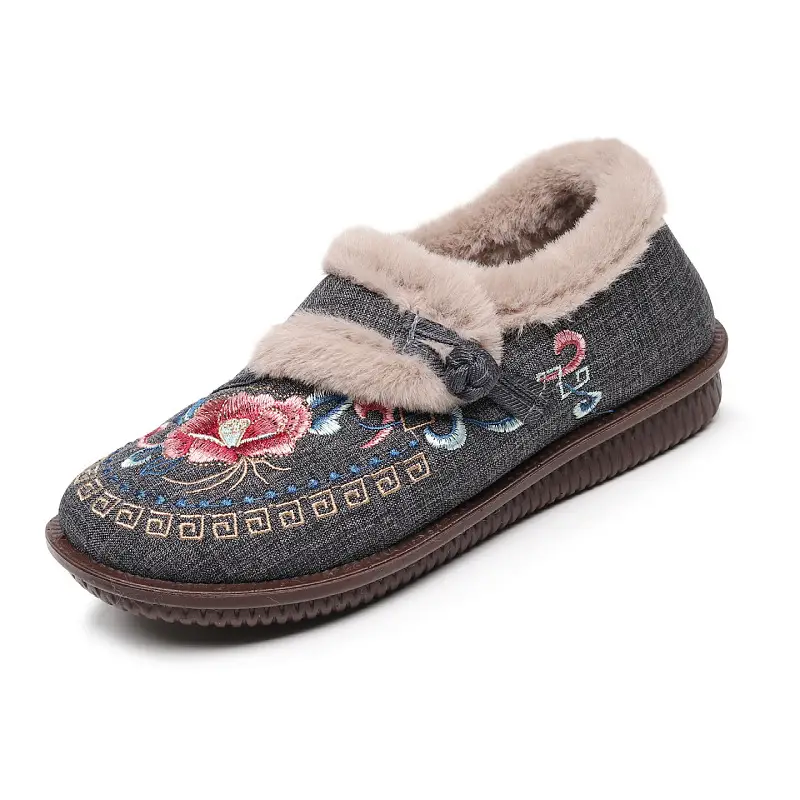 Winter New Old Beijing Cloth Shoes fleece-lined Thickened Mother Shoes Slip-on Women's Cotton Shoes Non-slip Warm Cotton Shoes for the Elderly