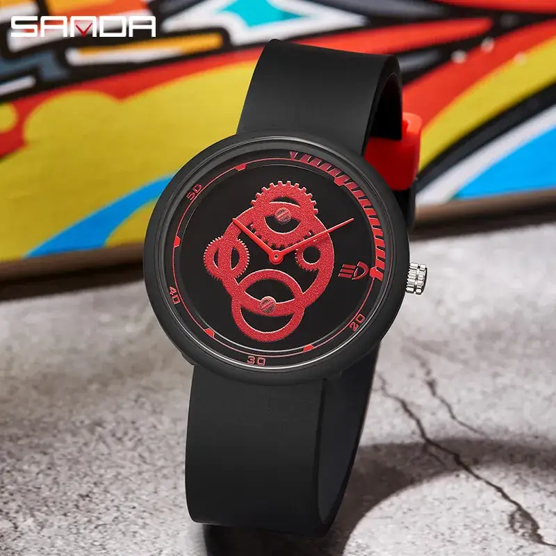 Sanda Detachable Silicone Watch for Men Women Waterproof Sports