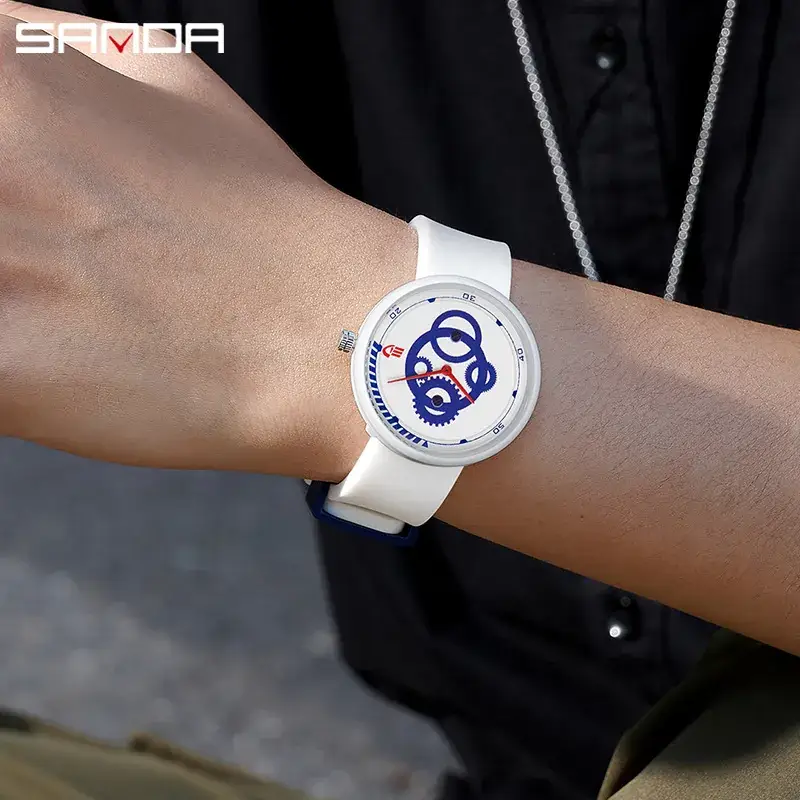 Sanda Detachable Silicone Watch for Men Women Waterproof Sports