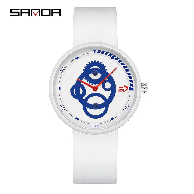 Sanda Detachable Silicone Watch for Men Women Waterproof Sports