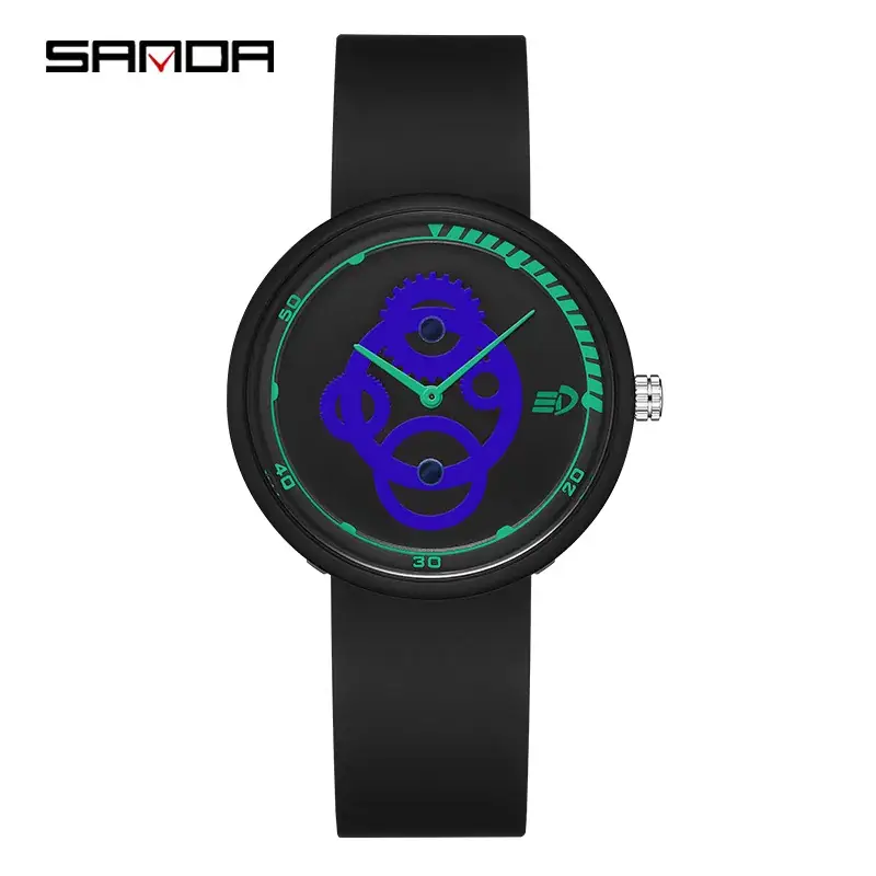 Sanda Detachable Silicone Watch for Men Women Waterproof Sports