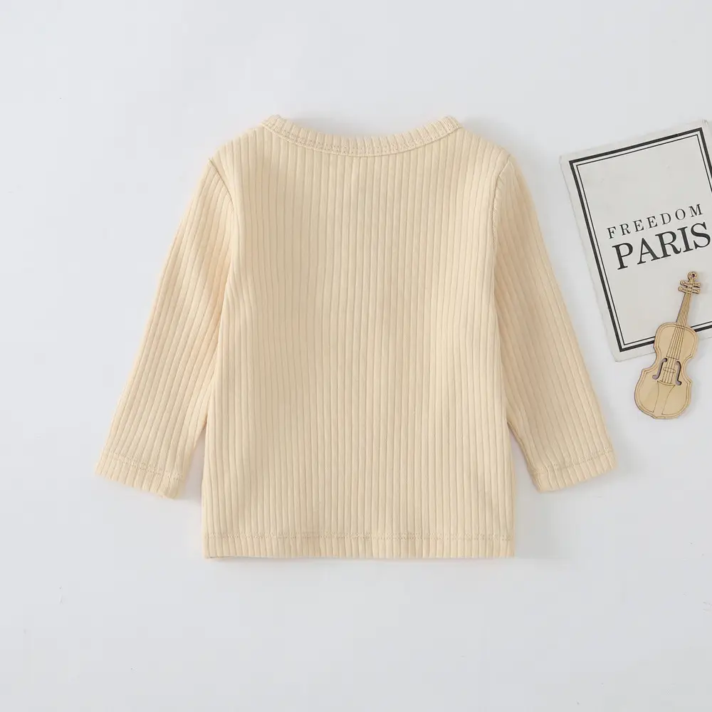 Girl's Pit Strip T-Shirt Grey Cotton Baby Girls Autumn — feature 8