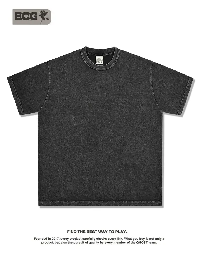 Cross-Border Heavyweight Cotton T-Shirt Grey 260g - Image 20