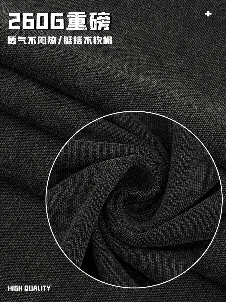 Cross-Border Heavyweight Cotton T-Shirt Grey 260g - Image 21