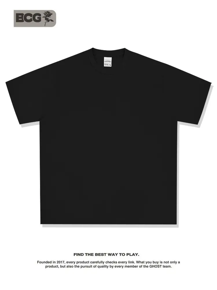Cross-Border Heavyweight Cotton T-Shirt Grey 260g - Image 22