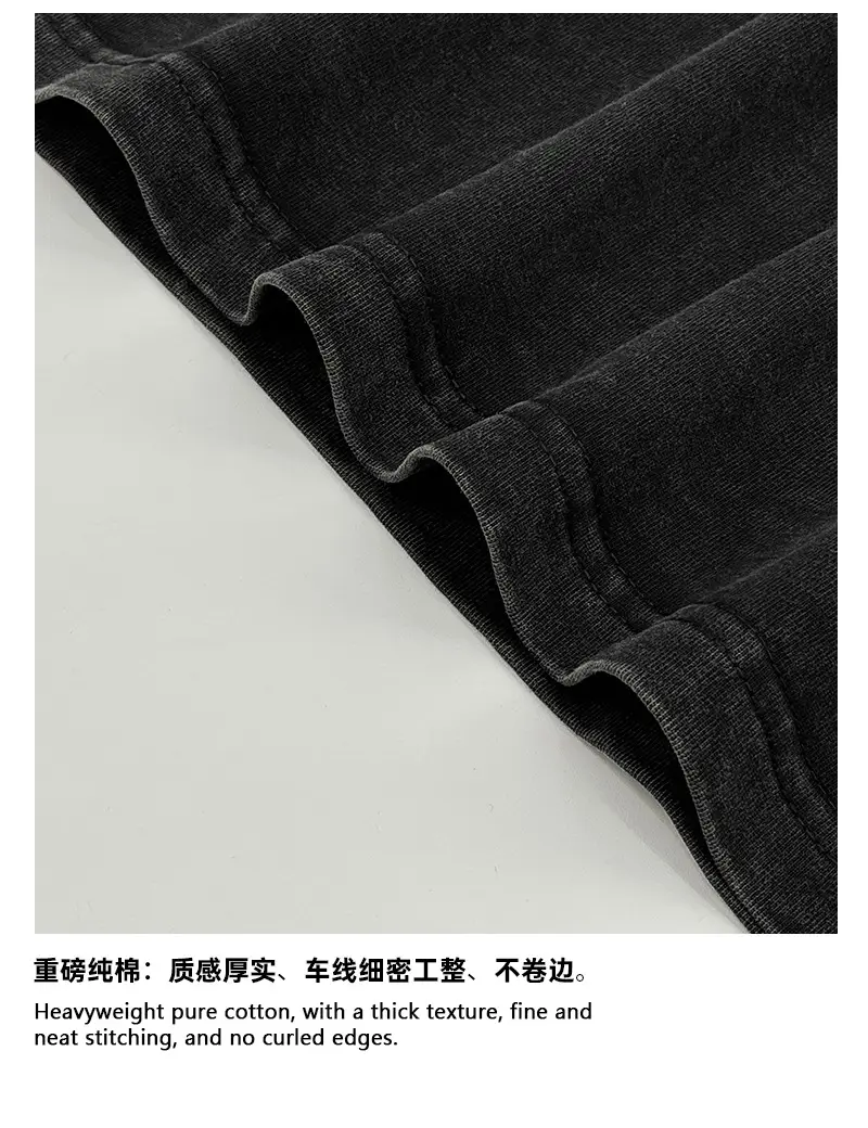 Cross-Border Heavyweight Cotton T-Shirt Grey 260g — feature 12
