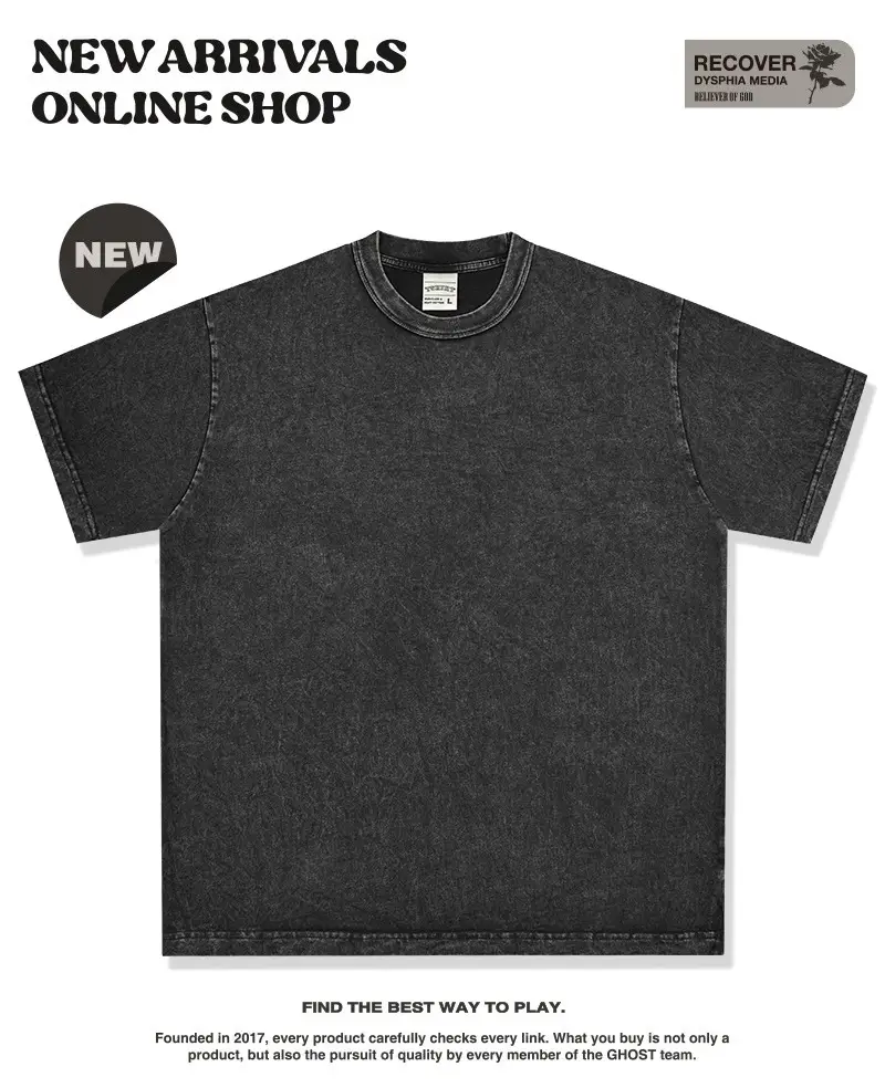 Cross-Border Heavyweight Cotton T-Shirt Grey 260g — feature 13